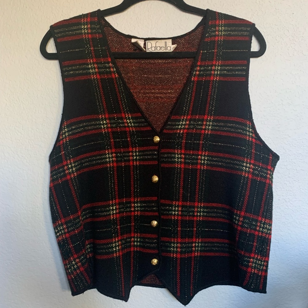 Vintage Rafaella Plaid Christmas Sweater Vest